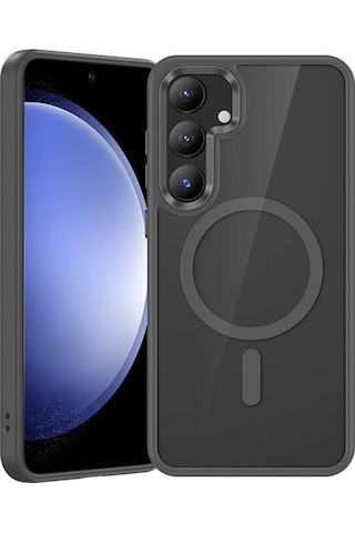 Galaxy S25 Plus Kılıf M-safe Şarj Uyumlu Şeffaf Arka Yüzey Benks Magclap Tpu Çerçeve Kapak Gri