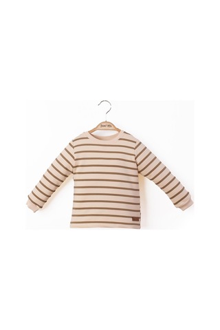 Çizgili Nakışlı Çocuk Sweatshirt 001 Turuncu