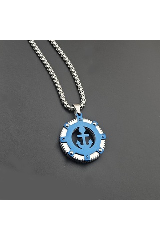 Pigado Paslanmaz Çelik Deniz Çapası Erkek Kolye Gri