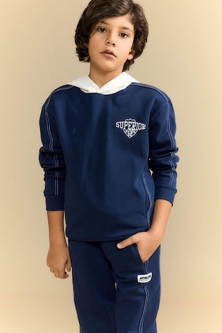 Defacto Erkek Çocuk 2li Takım Kapüşonlu Baskılı Sweatshirt Eşofman Altı G6174a826spnv256 Lacivert-nv256