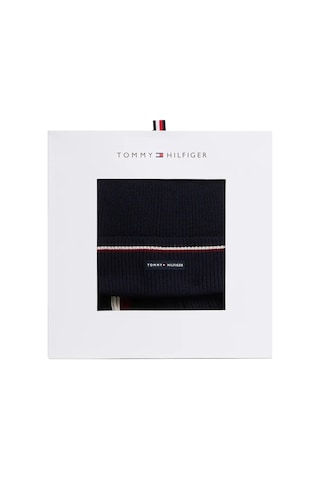 Tommy Hilfiger Rubberised Logo Beanie And Scarf Gift Set Lacivert Erkek Atkı Bere Seti