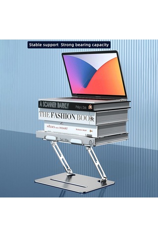 L307 Taşınabilir Dizüstü Bilgisayar Standı Yüksekliği Ayarlanabilir Soğutma Tasarımlı Metal Masaüstü Tutucu Gümüş