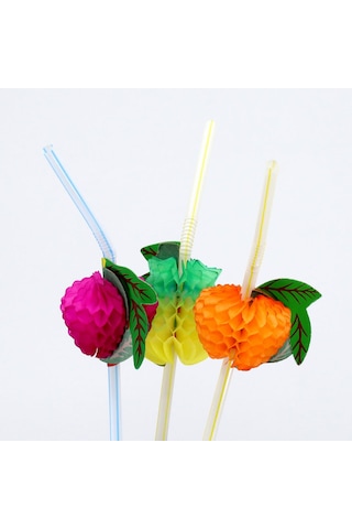 Körüklü Plastik Meyveli Pipet - 50 Adet