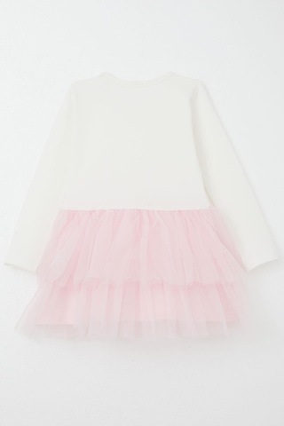 Breeze Kız Bebek Uzun Kollu Elbise Tül Çiçekli 9 Ay-3 Yaş, Ekru Ekru