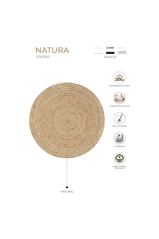 Natura El Dokuma Jüt Bohem Tarz Otantik Salon Oturma Odası Koridor Yatak Odası Natural Halı 00008a Naturel