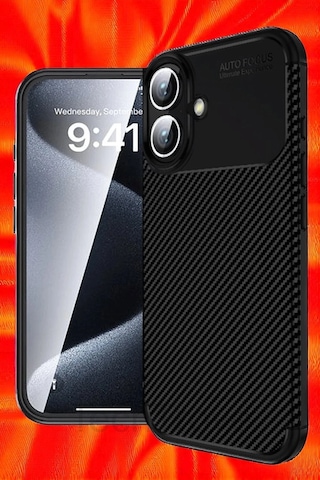 Apple Uyumlu iPhone 16 Kılıf Kamera Korumalı Darbe Emici Karbon Fiber Desenli Kapak