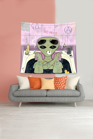 Pelangi Multirenk Küvetin Içindeki Uzaylı Leke Tutmaz Kadife Kumaş Duvar Örtüsü Duvar Halısı Tapestry Kwll352, Çok Renkli