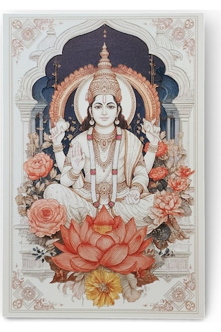 Lord Vishnu Ahşap Tablo - Hinduizm & Yoga Sunak Dekoru - 16x24 Cm Özel Baskı Spiritüel Sanat