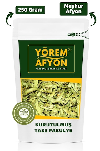 Yörem Afyon Meşhur Afyonkarahisar Yeni Sezon Gölgede Kurutulmuş Hakiki Kılçıksız Taze Fasulye Kurusu 250gr.