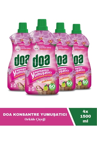 Doa Konsantre Çamaşır Yumuşatıcı Orkide 60 Yıkama 1500 Ml X 4 Adet 4'lü Set