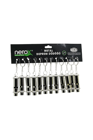 Nerox Nrx-0670 Metal Deprem Düdüğü Anahtarlık- 12'li Paket Çok Renkli