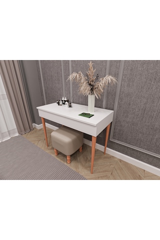 Asra Trend %100 Mdflam Aynalı Makyaj Masası Mam-01 Beyaz Beyaz