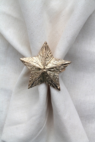 6 Adet Dekoratif Gold Star Nova Peçete Halkası - Napkin Ring
