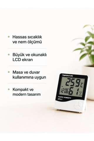 Wetto Dijital Termometre & Nem Ölçer Lcd Ekranlı