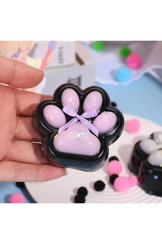 Kedi Patisi Squishy Stress Oyuncağı Sukuşi Pati, Siyah-pembe Diğer