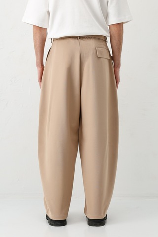 Vamos Barrel Fit Tailored Fit Kemerli Pantolon Bej