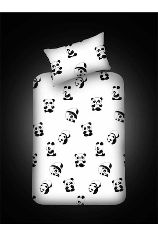 Eponj Home Pes Lastikli Çarşaf Seti Tek Kişilik B-W Panda