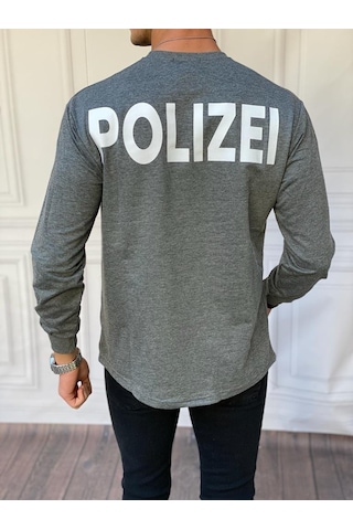 Modefendi Yarım Oversize Yazı Detaylı Sweat Füme
