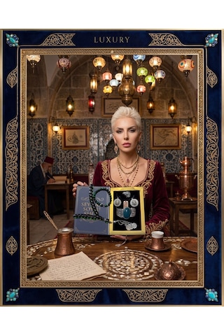 Luxury Seri Özel Tasarım Kitap Kutulu Kadın Takı Seti Ve Tesbih Kombin - Kolye Küpe Yüzük Bileklik Ekstra Boncuk Bileklik 6 Parça Hediyelik - Doğum Günü Yıl Dönümü Sevgililer Günü Gösterişli Hediye - L-00127 Bakır