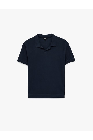 Koton Regular Fit Kısa Kollu Pamuklu Fitilli Polo Yaka Tişört Lacivert 6sam10069mk