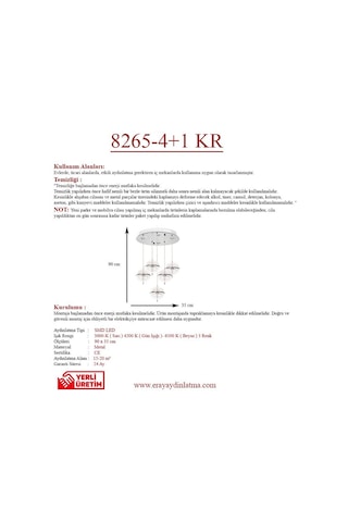 Eray Aydınlatma 8265-4+1 5li Krom Sarkıt Led Avize Krom