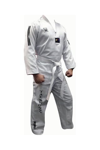 Yiğitspor Kişiye Özel Isim Baskılı Taekwondo Elbisesi Whiteface Beyaz Yaka Beyaz