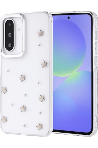 Toyigoo Galaxy Uyumlu A36 Kılıf Airbag Tasarımlı Simli Şeffaf Kutup Kapak - Yıldız Yıldız