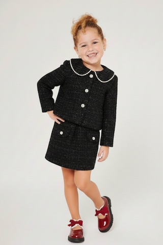 My Kids Wear Kız Çocuk Bayramlık İnci Detaylı Tüvit Takım 12547 Siyah