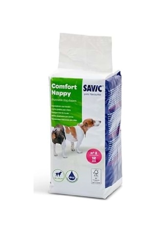 Savic Comfort Nappy Size 2: Süper Emici, Tek Kullanımlık Köpek Bezi 34-44 Cm, 12 Adet
