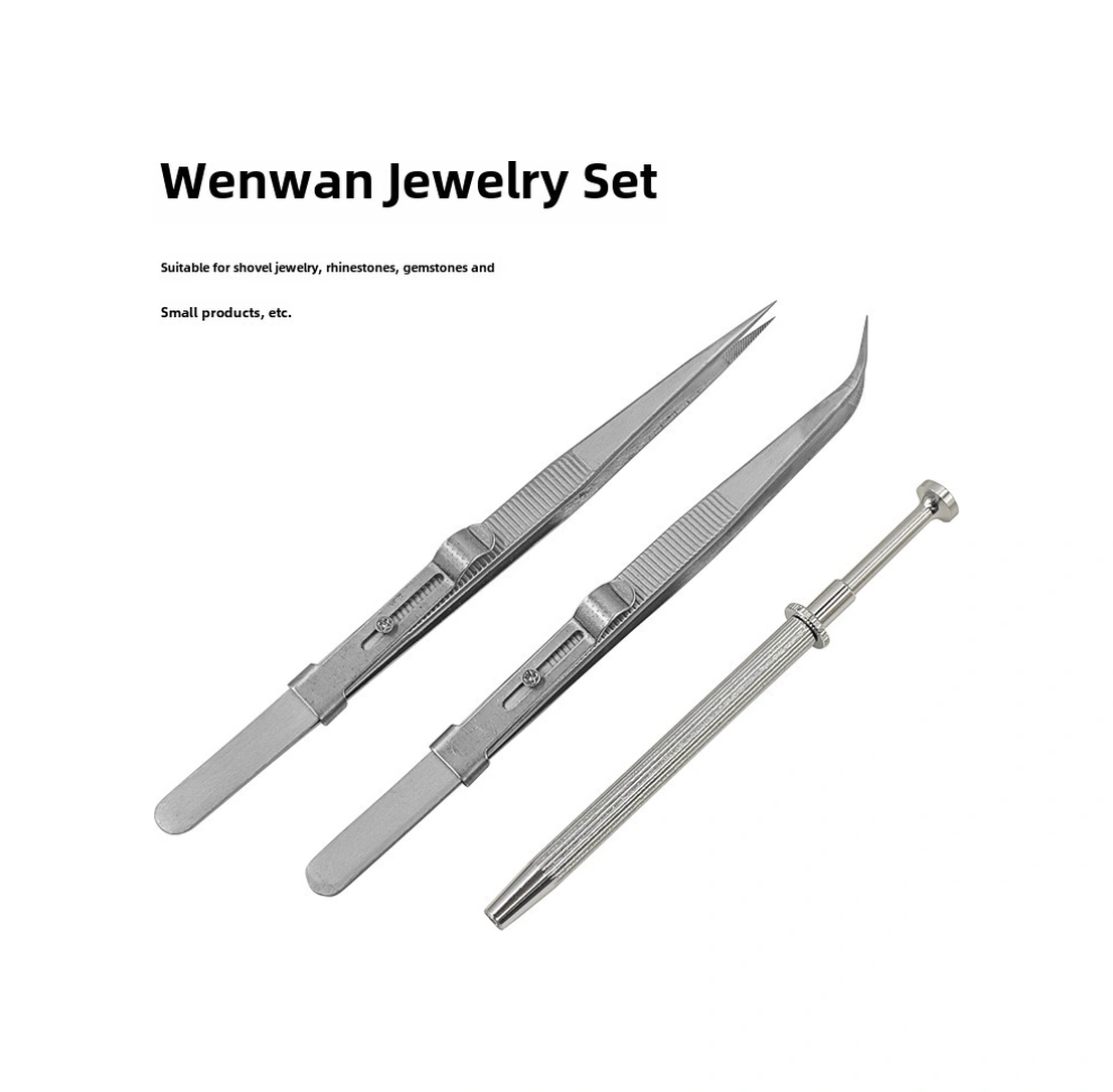 Mufunye Çelik Gümüşçü Takı Cımbızları Seti - Düz Ve Eğik Uçlu Taş Tutucu, Pırlanta Ve Mücevherler İçin Çok Amaçlı Araç