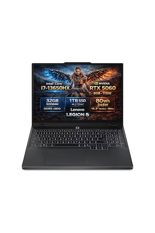 Lenovo Legion 5 15IRX10 83LY00PYTR i7-13650HX 32 GB 1 TB SSD RTX5060 15.3" Dos WUXGA Dizüstü Bilgisayar