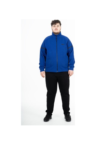 Maraton Sportswear Büyük Beden Erkek Hakim Yaka Dar Paça Uzun Kol Basic Saks Eşofman Takımı 21518-Saks Saks Mavi
