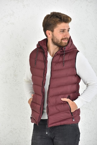 Wapp Erkek Bordo Jel Dolgu Çıkarılabilir Fermuarlı Kapüşon Şişme Yelek