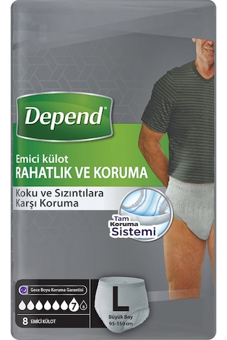 Depend Emici Külot Pants Hasta Bezi L - Büyük - Erkek 24 Adet L