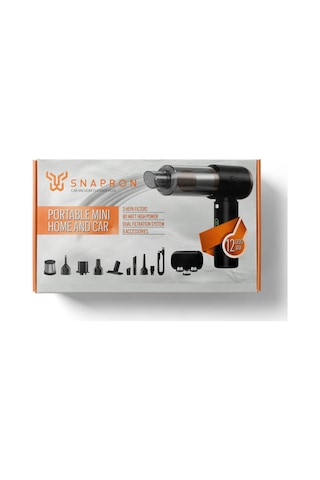 Snapron Snv-3002, Car Vacuum Cleaner Plus, 12.000 Pa Emiş Gücü, 3 Hepa Filtre, 80w, 9 Aksesuar, Şarjlı, El Tipi, Genel Maksatlı Süpürge Diğer