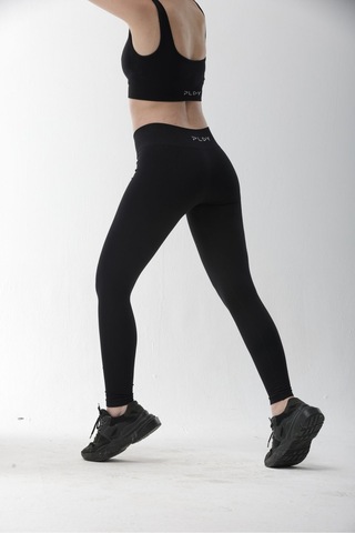 Seamless Siyah Normal Bel Fitted Basic Sporcu Tayt SiYAH