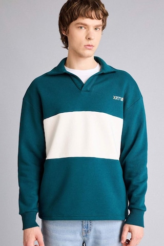 Defacto Boxy Fıt Polo Yaka Sweatshirt H5225ax26spgn246 Yeşil-gn246