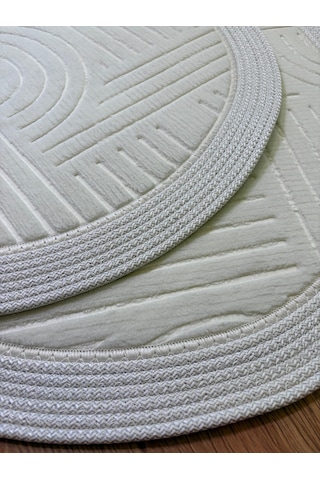 Melena Carpet Premium Kaymaz Taban Banyo Paspası Jüt Kenar Detaylı Oval Yuvarlak Set 100x60-60x60 Krem
