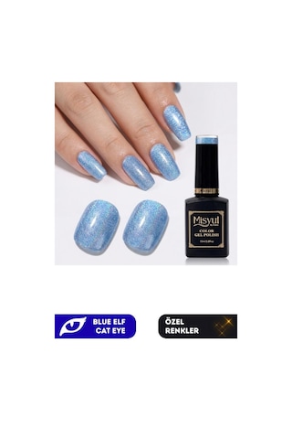 Misyul Uv Led Kalıcı Oje Nail Art 15 Ml Blue Elf Cat Eye Ec04