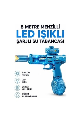 Mep Sarjlı Otomatik Su Tabancası Led Işıklı Geniş Su Hazneli Gerçekçi Geri Tepme Efektli Uzak Menzilli Najmaddin Standart