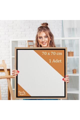 Gold Çerçeveli Tuval 70 x 70 CM Kare Profesyonel %100 Pamuk Boş Tablo