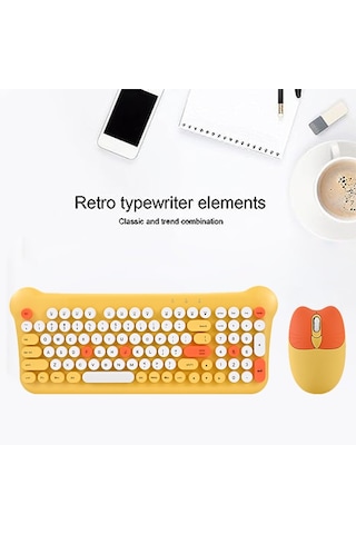 Qw05 Karışık Renk Taşınabilir 2.4g Kablosuz Klavye Mouse Seti Mavi