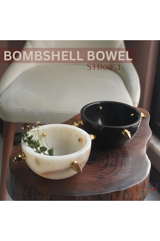 Lüks Mermer Kaseler Altın Aksanlı Ev Dekoru İçin 2'li Dekoratif