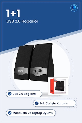 Usb 2.0 Multimedya Hoparlör Seti 1+1 Kablolu Masaüstü Bilgisayar