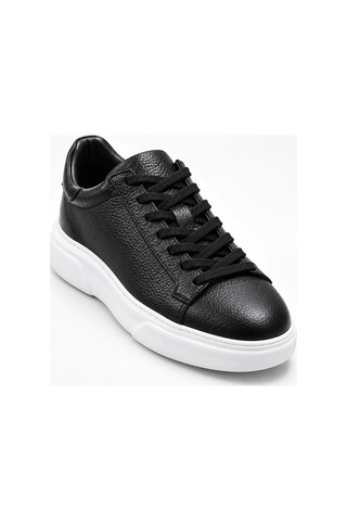 In Step Tuna Hakiki Deri Siyah- Beyaz Taban Günlük Unisex Günlük Ayakkabı
