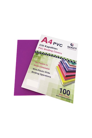Mapi A4 Pvc Opak Cilt Kapak Mor 100 Lü Mapi A4 Pvc Opak Cilt Kapak Mor 100 Lü