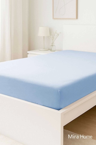 Çift Kişilik Düz Penye %100 Pamuklu Lastikli Çarşaf 180x200 Newsheet Mavi Çok Renkli