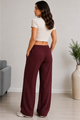 Mixxtrend Kadın Tencel Rahat Pantolon Bordo