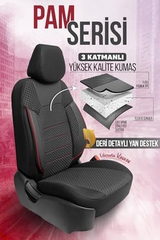 Ayrex Pam Serisi Oto Koltuk Kılıfı Siyah-kırmızı Diğer