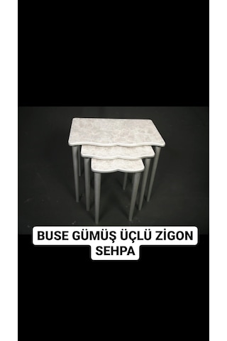 Moleni Buse Gümüş Zigon Sehpa Moleni Buse Gümüş Zigon Sehpa
